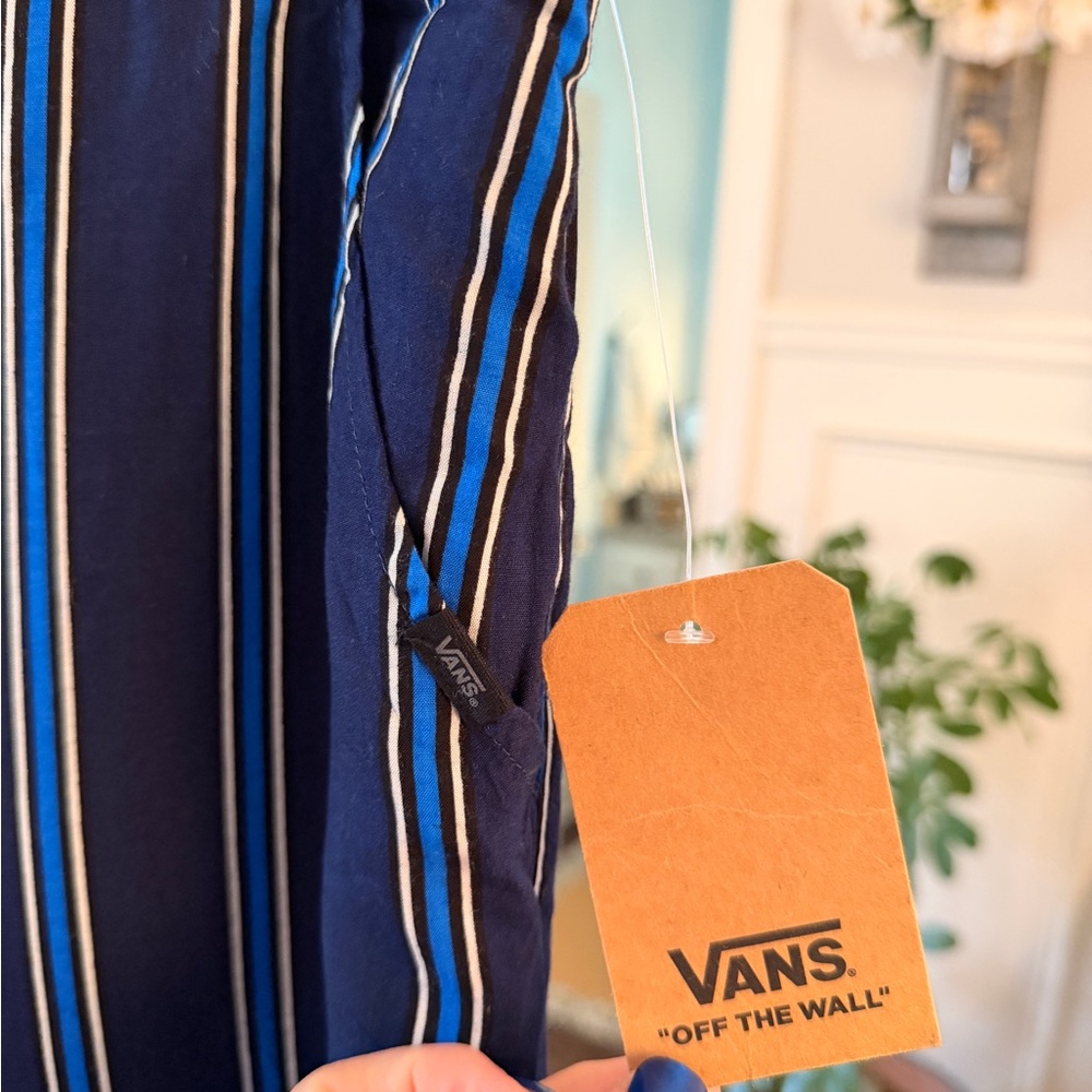 Vans NWT Suma Time Skydriver Navy and Blue Striped Pants w/ Pockets - Picture 5 of 7